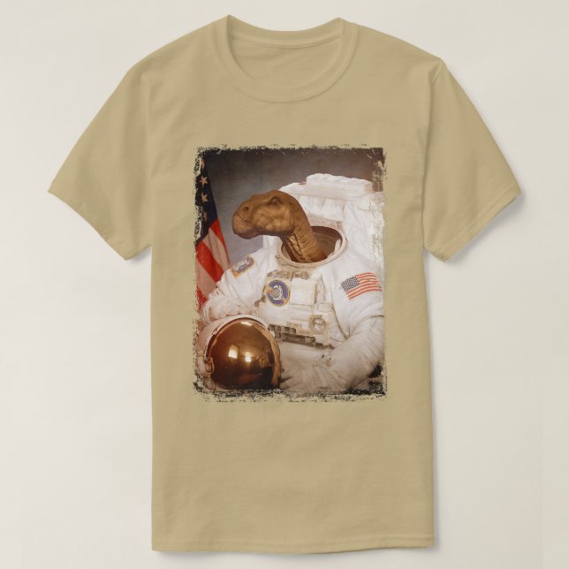 Iguanodon Astronaut Space Suit Moon Rocket Science T-Shirt (Design Front)