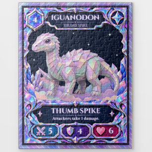 Iguanodon Dinosaur, Rainbow Foil Art Jigsaw Puzzle