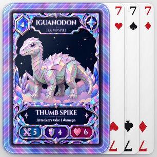 Iguanodon Dinosaur, Rainbow Foil Art Playing Cards