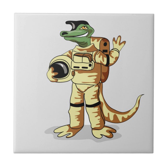 Iguanodon Dressed In A Cosmonaut Spacesuit. Tile (Front)