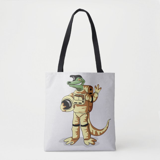 Iguanodon Dressed In A Cosmonaut Spacesuit. Tote Bag (Front)