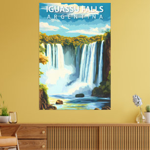 Iguassu Falls, Argentina – Vintage Travel Poster A Canvas Print
