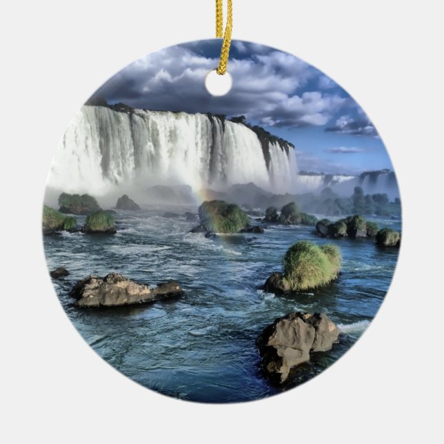 Iguasu falls Brazil Ceramic Tree Decoration (Front)