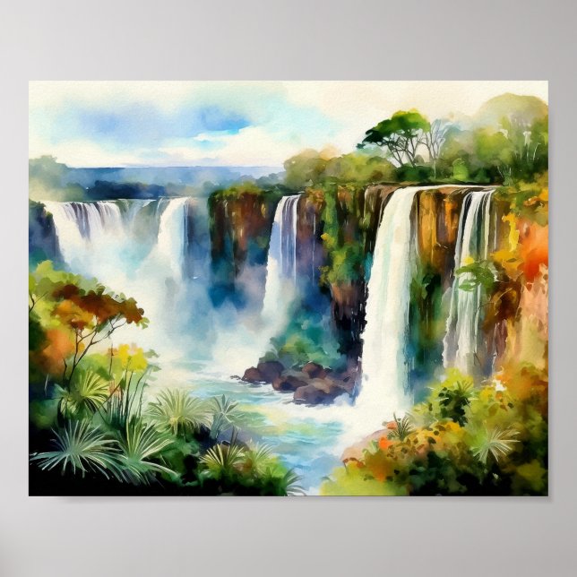 Iguazu Falls Argentina Watercolor Poster (Front)