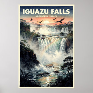 Iguazu Falls Vintage Travel Poster