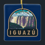 Iguazu National Park Argentina Travel Art Vintage Ceramic Ornament<br><div class="desc">Iguazu National Park vector art design. Within the park on the Iguazú River,  the renowned Iguazú Falls encompasses many separate cascades,  including the iconic Garganta del Diablo or “Devil’s Throat.”</div>