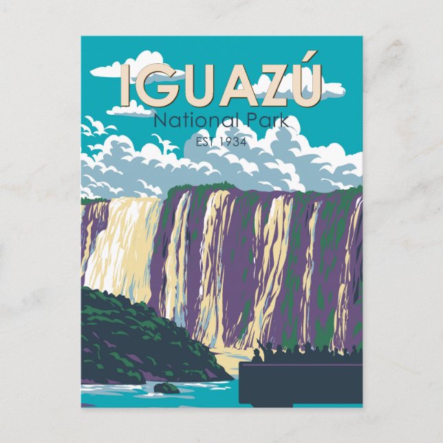 Iguazu National Park Argentina Travel Art Vintage Postcard (Front)