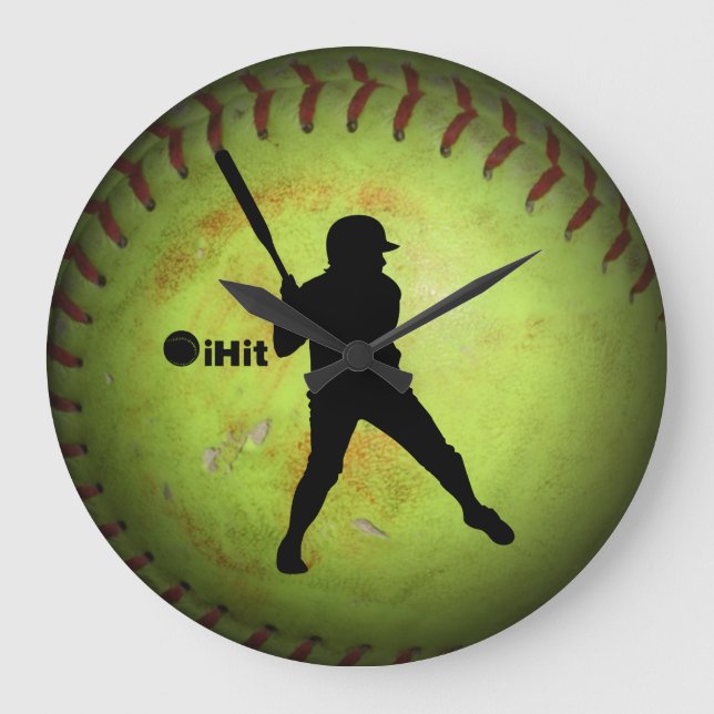iHit Fastpitch softball Silhouette Large Clock (Front)