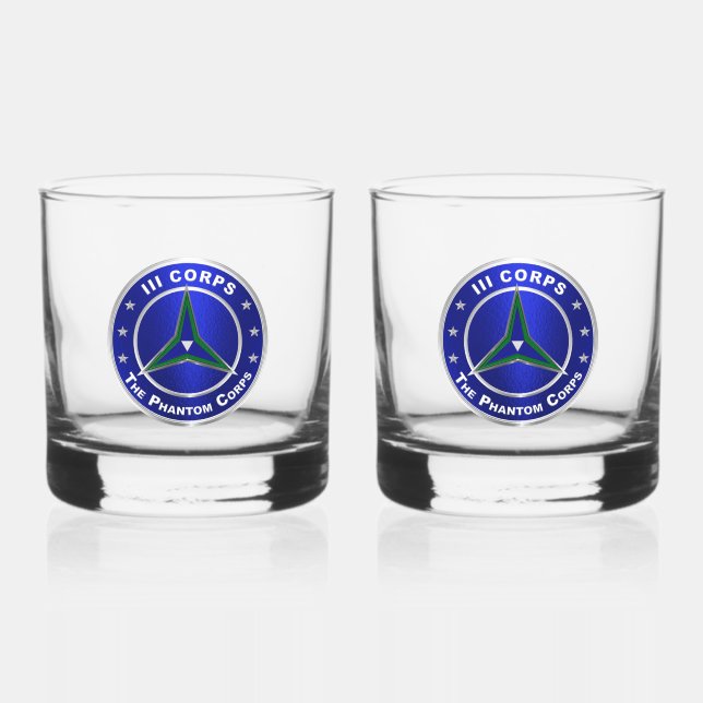 III Armoured CORPS  Whiskey Glass (Front)