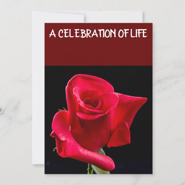 IIN CELEBRATION OF LIFE FUNERAL CARDS, RED ROSE INVITATION (Front)