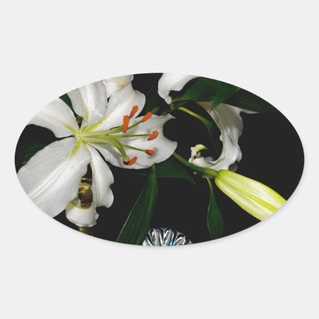 Iirsh Design -Brass and Flower Collection Oval Sticker (Front)