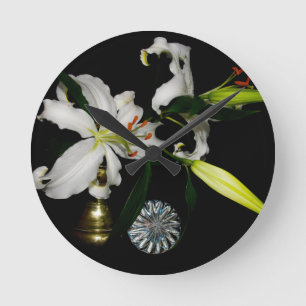 Iirsh Design -Brass and Flower Collection Round Clock