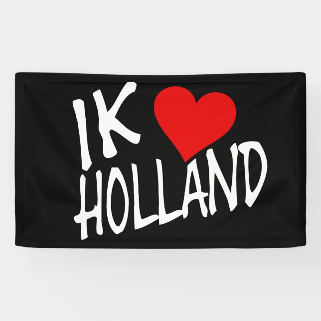 Ik Heart Holland wt on bk bnrt Banner (Horizontal)