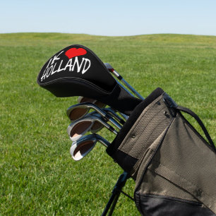 Ik Heart Holland wt on bk dccnt Golf Head Cover