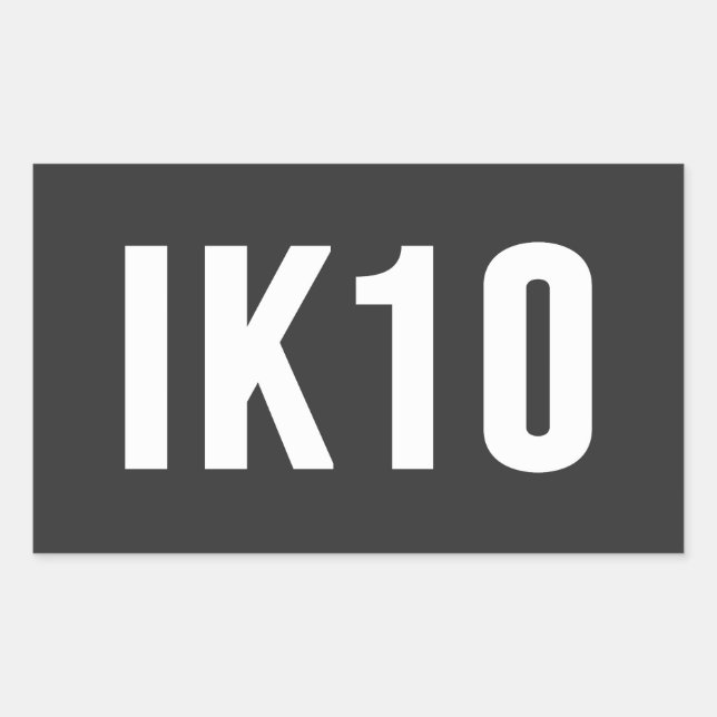 IK, Impact Protection, IK Rating, IK10 Rectangular Sticker (Front)