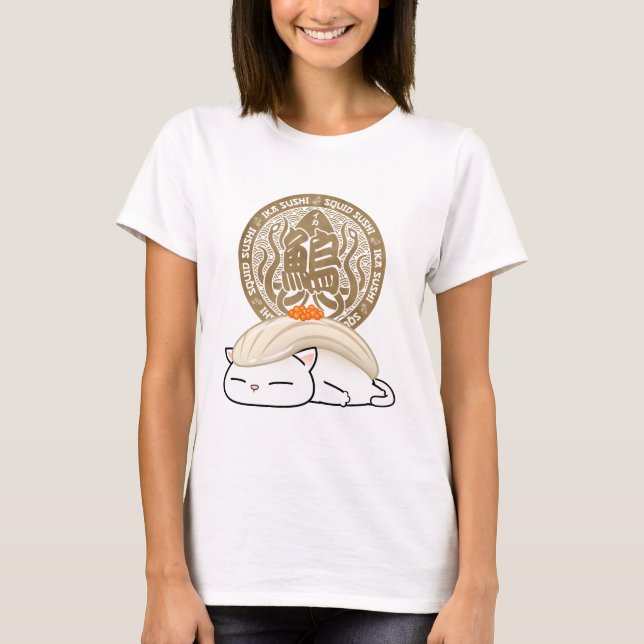Ika Squid Sushi Cat  T-Shirt (Front)
