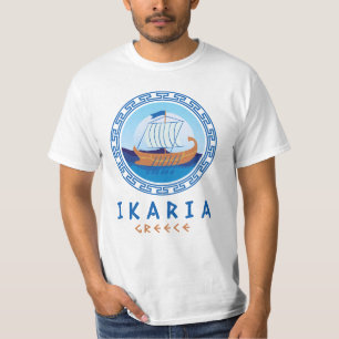 Ikaria, Greece Greek Ship Design Men's T-Shirt