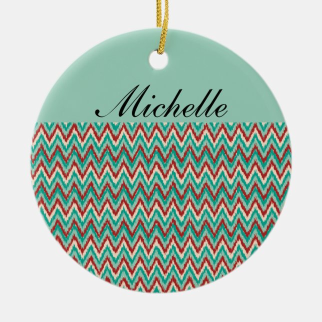 ikat7-2013colors.png ceramic tree decoration (Front)