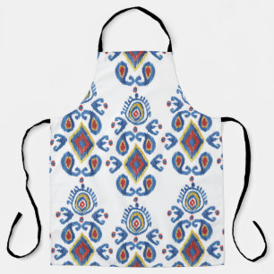 Ikat Abstract: Watercolor Oriental Motifs. Apron