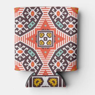 Ikat Aztec: Ethnic Striped Texture Can Cooler