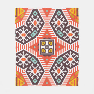 Ikat Aztec: Ethnic Striped Texture Fleece Blanket