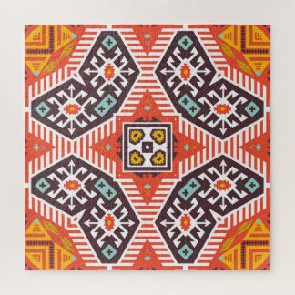 Ikat Aztec: Ethnic Striped Texture Jigsaw Puzzle