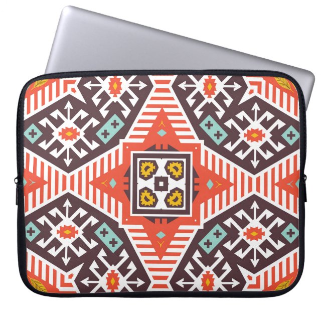 Ikat Aztec: Ethnic Striped Texture Laptop Sleeve (Front)