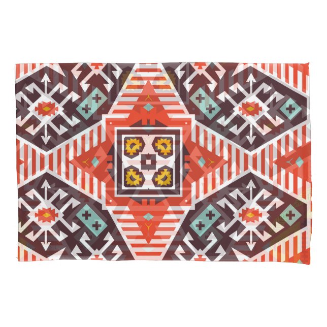 Ikat Aztec: Ethnic Striped Texture Pillowcase (Front)