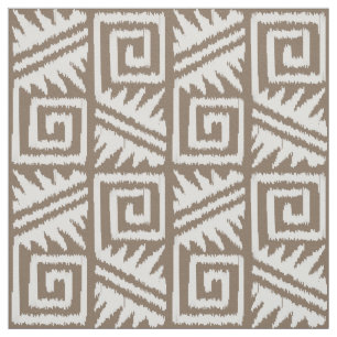 Ikat Aztec - Light Taupe and White Fabric