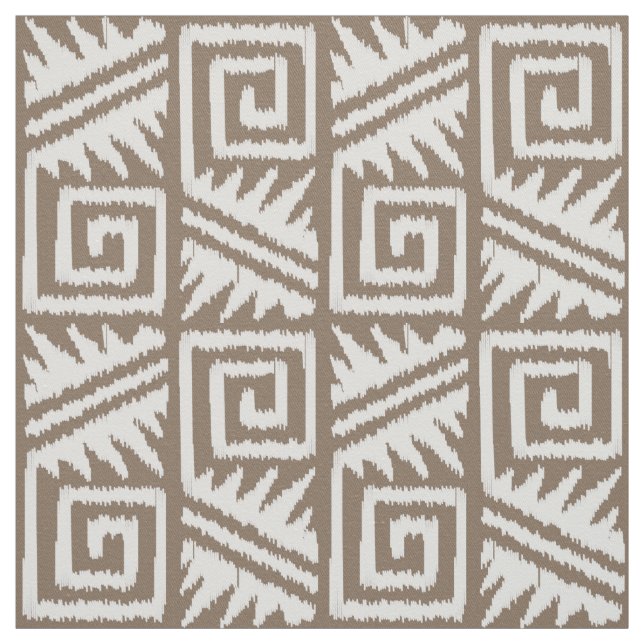 Ikat Aztec - Light Taupe and White Fabric (Swatch)