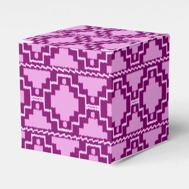 Ikat Aztec Pattern - Amethyst Purple and Violet Favour Box (Front Side)
