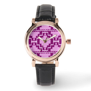 Ikat Aztec Pattern - Amethyst Purple and Violet Watch