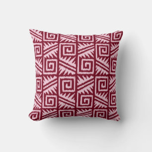 Ikat Aztec Pattern - Burgundy and Pink Cushion