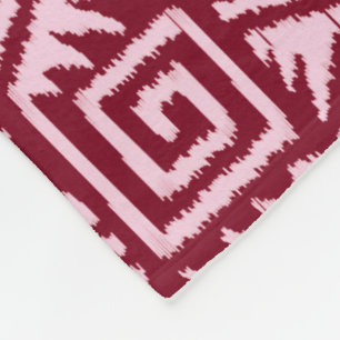 Ikat Aztec Pattern - Burgundy and Pink Fleece Blanket