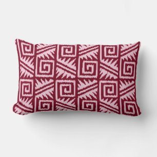 Ikat Aztec Pattern - Burgundy and Pink Lumbar Cushion