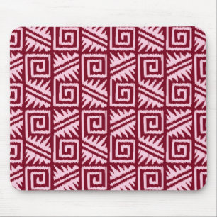 Ikat Aztec Pattern - Burgundy and Pink Mouse Pad