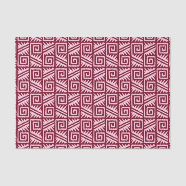 Ikat Aztec Pattern - Burgundy and Pink Tissue Paper (Front)