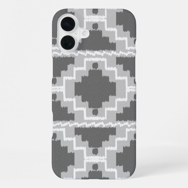 Ikat Aztec Pattern - Dark and light Grey / Grey iPhone Case (Back)