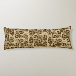Ikat Aztec Pattern - Dark Brown and Tan Body Cushion