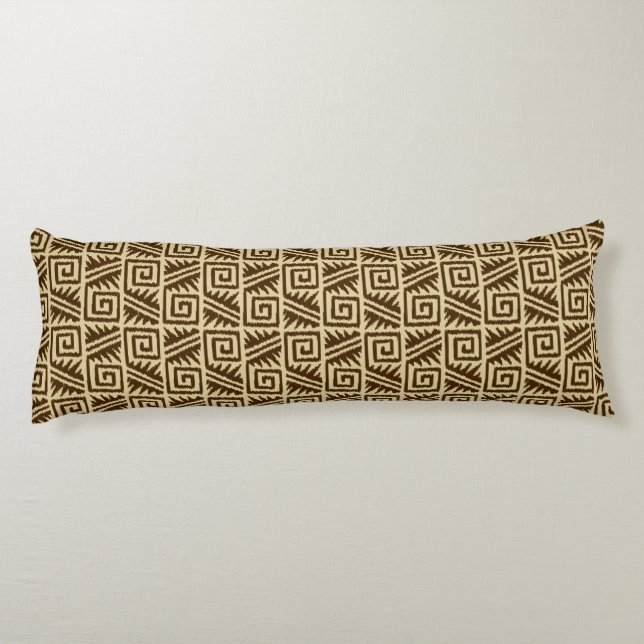 Ikat Aztec Pattern - Dark Brown and Tan Body Cushion (Back)