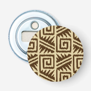 Ikat Aztec Pattern - Dark Brown and Tan Bottle Opener
