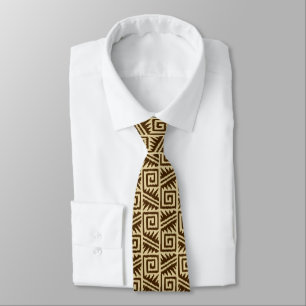 Ikat Aztec Pattern - Dark Brown and Tan Tie