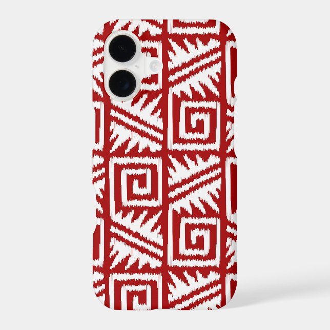 Ikat Aztec Pattern - Dark Red and White (Back)