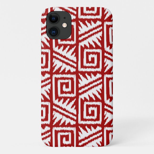Ikat Aztec Pattern - Dark Red and White Case-Mate iPhone Case (Back)