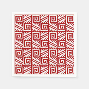 Ikat Aztec Pattern - Dark Red and White Napkin