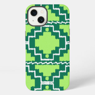 Ikat Aztec Pattern - Forest and Lime Green iPhone 13 Case