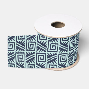 Ikat Aztec Pattern - Indigo and Light Blue Grosgrain Ribbon