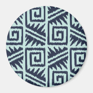 Ikat Aztec Pattern - Indigo and Light Blue Magnet