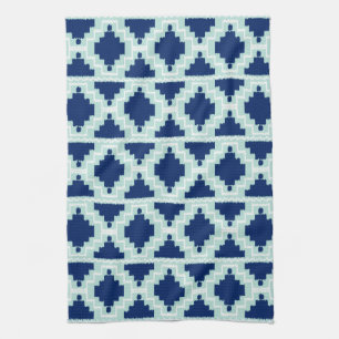 Ikat Aztec Pattern - Indigo and light blue Tea Towel