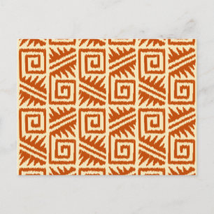 Ikat Aztec Pattern - Mandarin and Light Orange Postcard